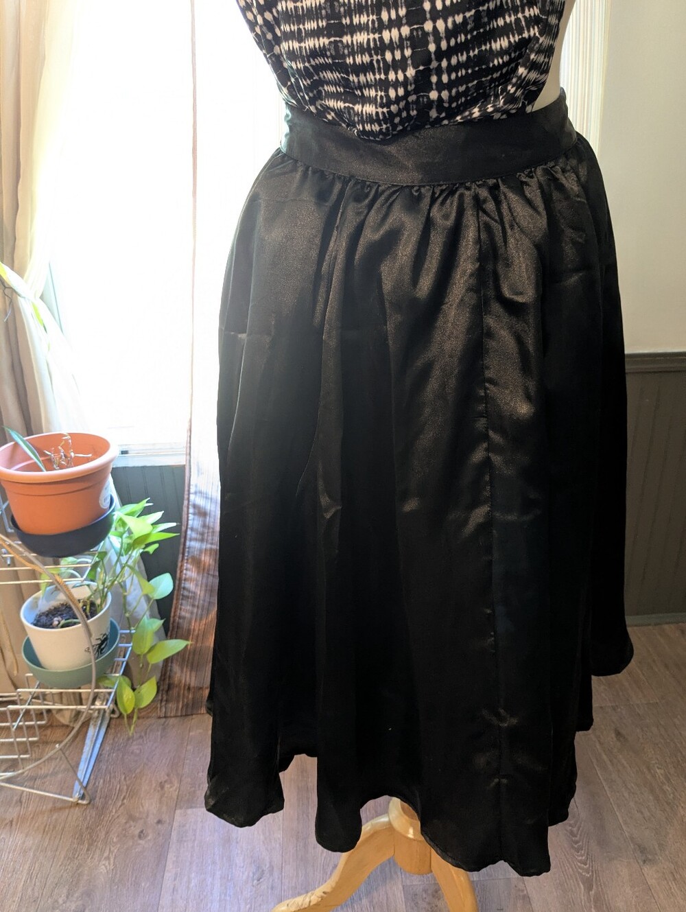 NWT Classic Black Satin A-Line Women's Skirt